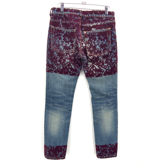 NWT Jun Takahaski Undercover Womens 2‎ Jeans Tapered Leg Blue Flocked 2YK 90s - Picture 2 of 12